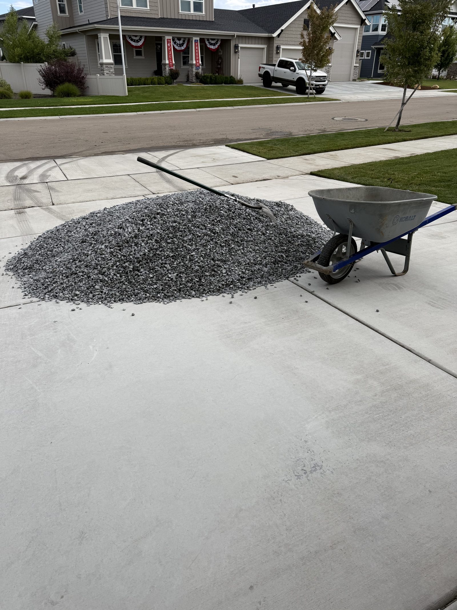 Wheelbarrow and rock pile ready to install — Meridian Idaho